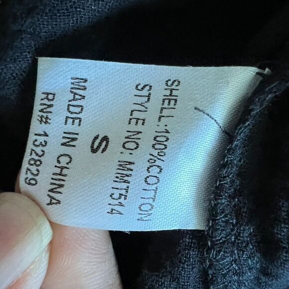 Gauze Long Sleeve Top Women Small Black Cotton Soft Lagenlook Minimalist Classic - Picture 6 of 10